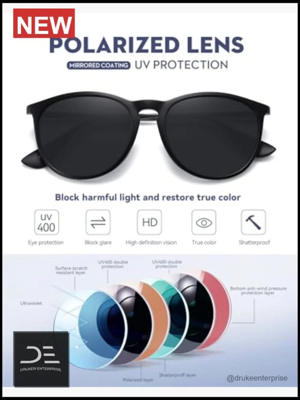 Retro Round Polarized Sunglasses for Women with UV Protection
